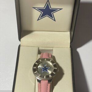 Dallas Cowboys NFL Women's Watch w/ Pink Leather Band w/ Rhinestones NEW